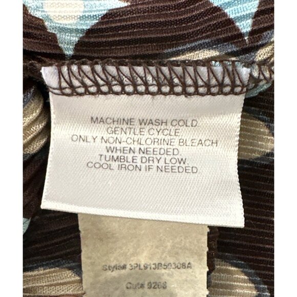 Apostrophe All Polyester Printed V-Neck Lightweight Long Sleeve Brown Abstract B - Picture 9 of 9